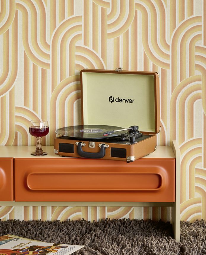 Geometric non-woven wallpaper, orange-beige, retro, 340563, Groovy, Eijffinger
