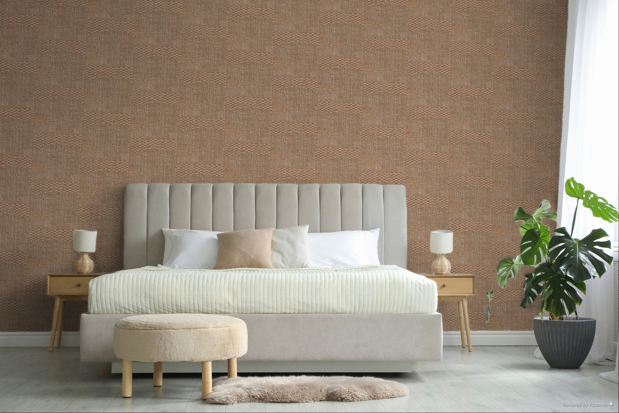 Non-woven wallpaper, brown-red, fabric imitation, 340582, Groovy, Eijffinger