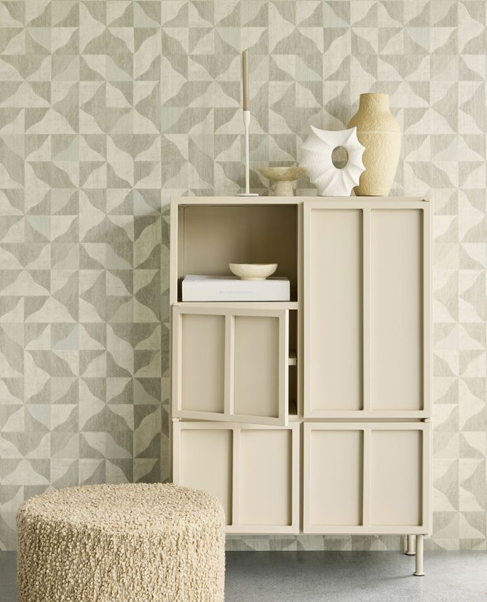 Geometric non-woven wallpaper, grey-beige, 340321, Sensory Eijffinger