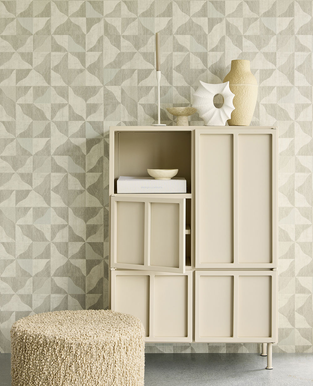 Geometric non-woven wallpaper, grey-beige, 340321, Sensory Eijffinger