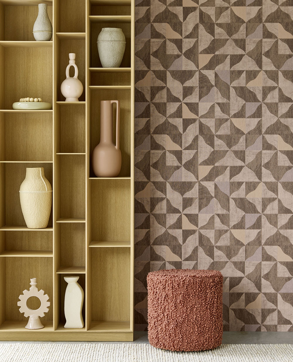 Geometric non-woven wallpaper, brown, 340323, Sensory Eijffinger
