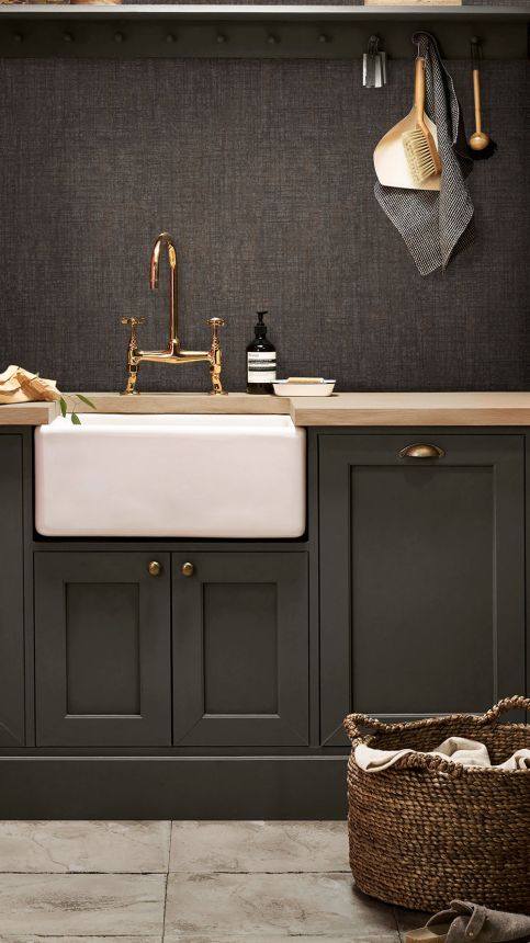 Non-woven wallpaper, brown, texture imitation, 124141, Element, Graham Brown Premium