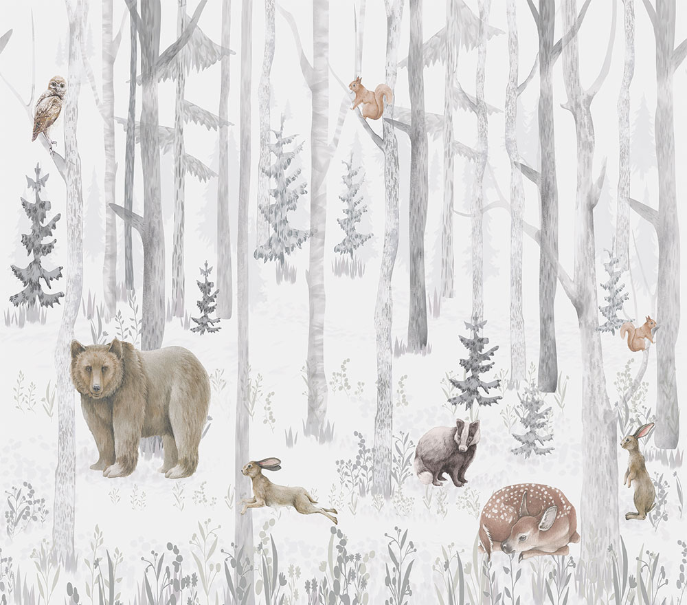 Non-woven wall mural, forest animals, CW6044-1, Cute Walls, Decoprint