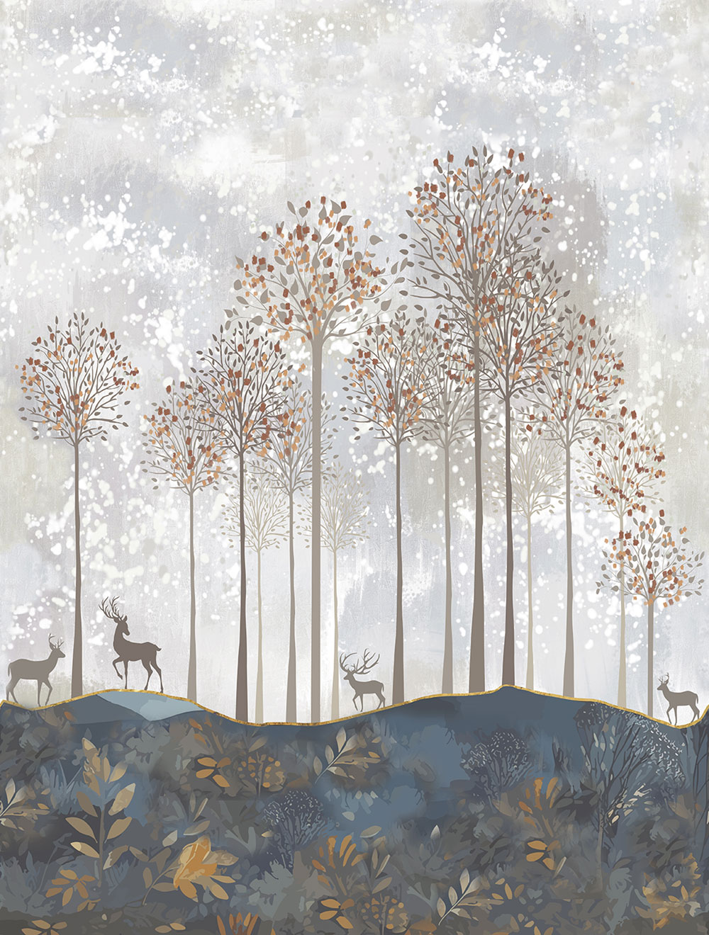 Children's non-woven wall mural, deer, forest, CW6047-1, Cute Walls, Decoprint