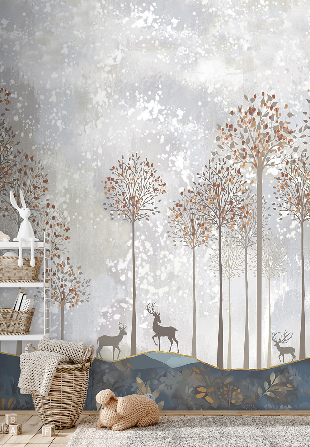 Children's non-woven wall mural, deer, forest, CW6047-1, Cute Walls, Decoprint