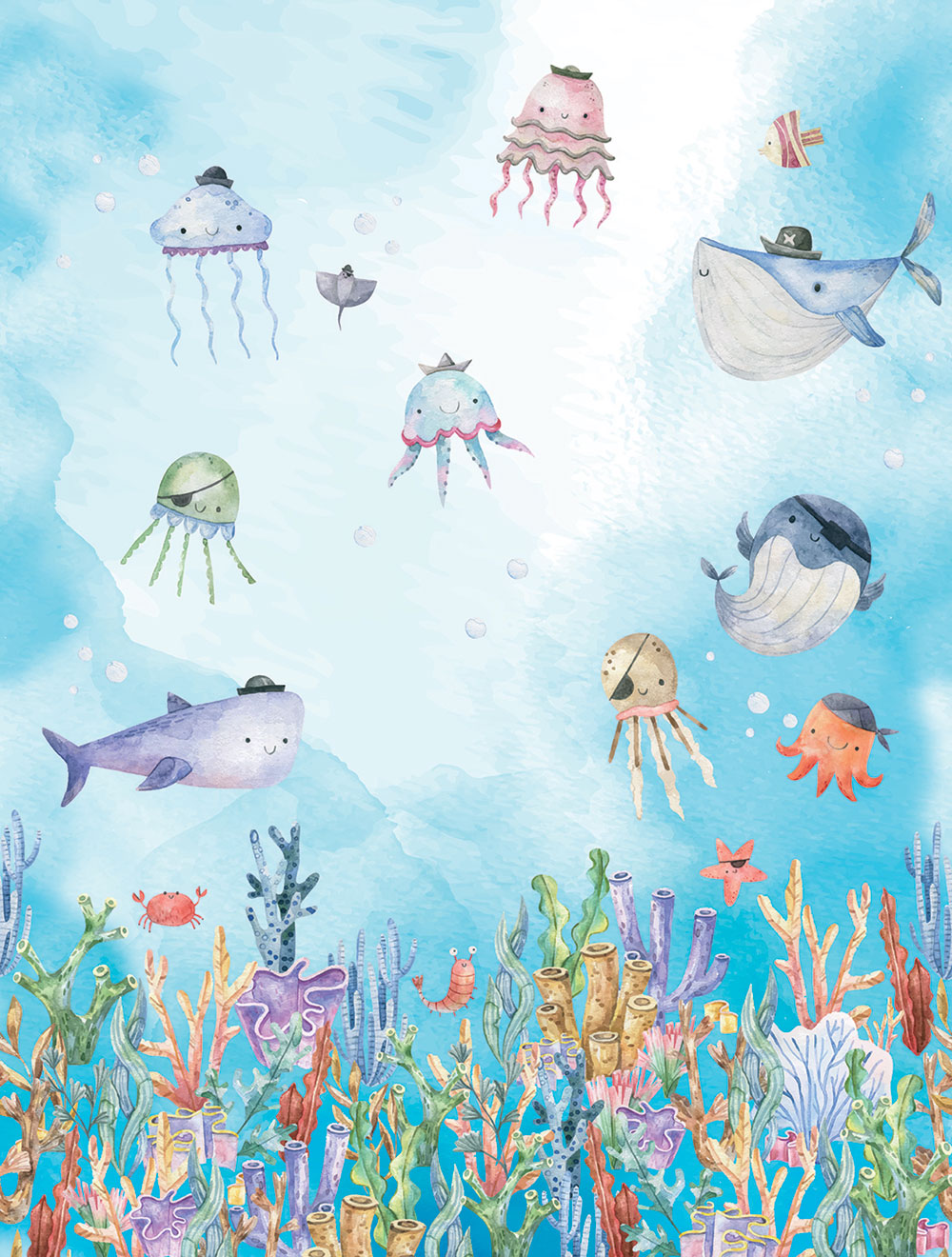 Children's non-woven wall mural, underwater world, CW6058-1, Cute Walls, Decoprint