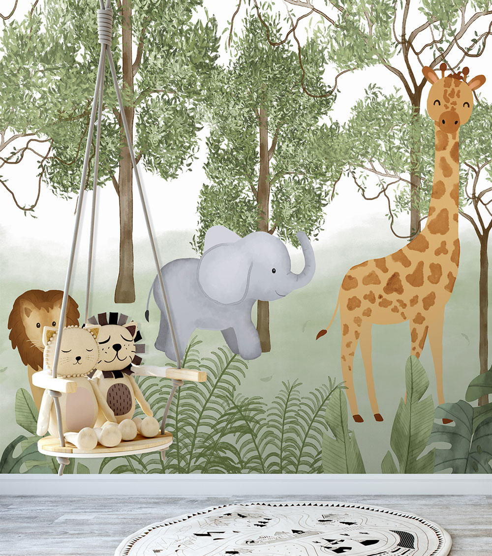 Children's non-woven wall mural, animals, CW6117-1, Cute Walls, Decoprint