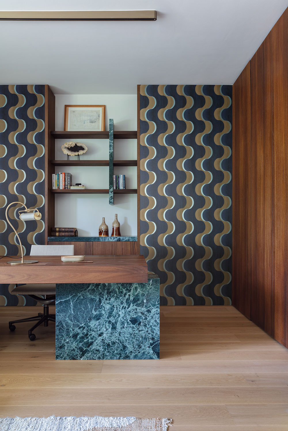 Non-woven wallpaper, brown-black, 3D waves, RHA102, Rhapsody, Masureel