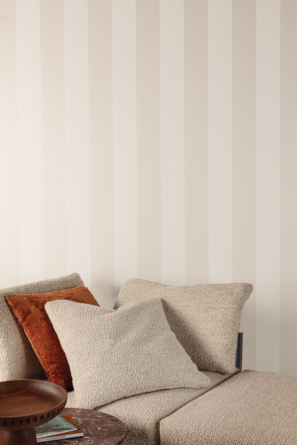 Non-woven wallpaper, white, stripes, RHA401, Rhapsody, Masureel