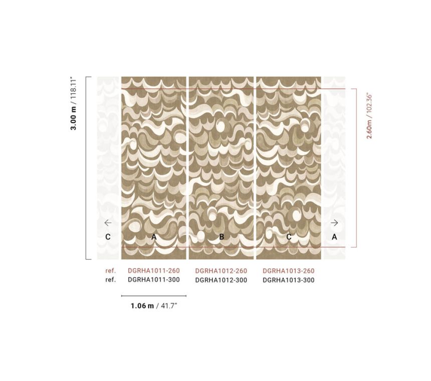 Non-woven wall mural, brown-beige, waves, DGRHA1013-260, Rhapsody, Masureel