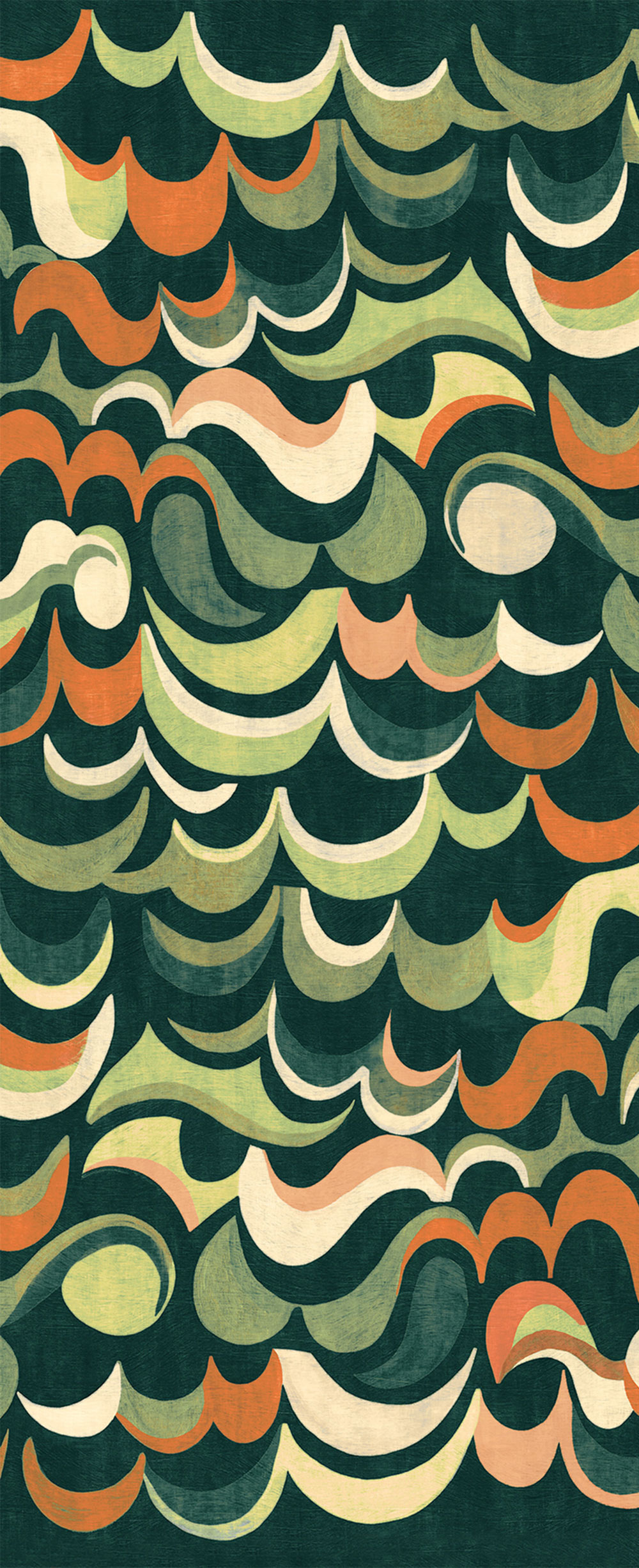 Non-woven wall mural, green, waves, DGRHA1041-300, Rhapsody, Masureel