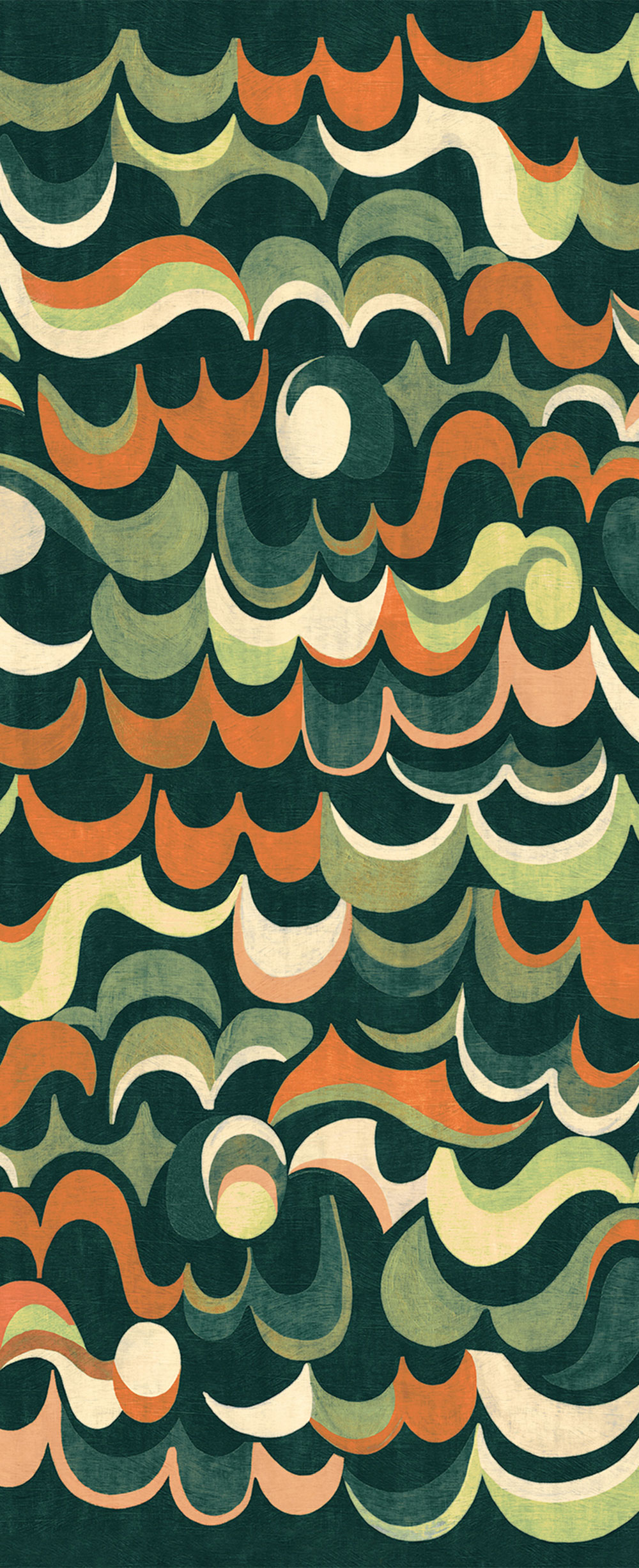 Non-woven wall mural, green, waves, DGRHA1042-300, Rhapsody, Masureel