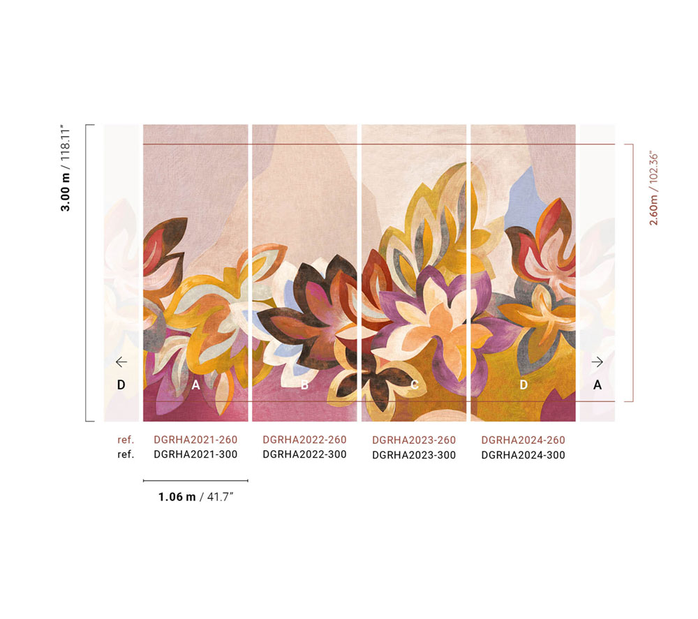 Non-woven wall mural, flowers, DGRHA2021-300, Rhapsody, Masureel