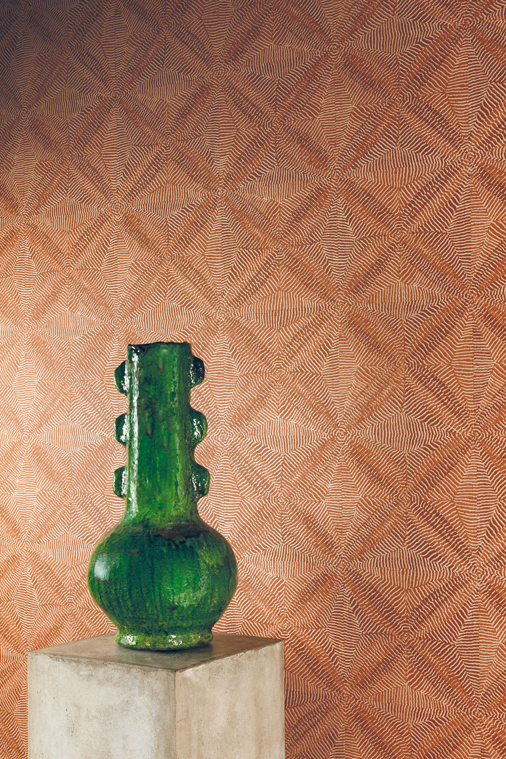 Geometric non-woven wallpaper brown-red, ethno, AMA102, Amani, Masureel