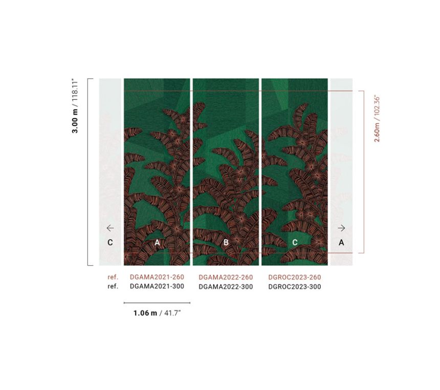 Non-woven wall mural, green, leaves, DGAMA2022-260,  Amani,  Masureel