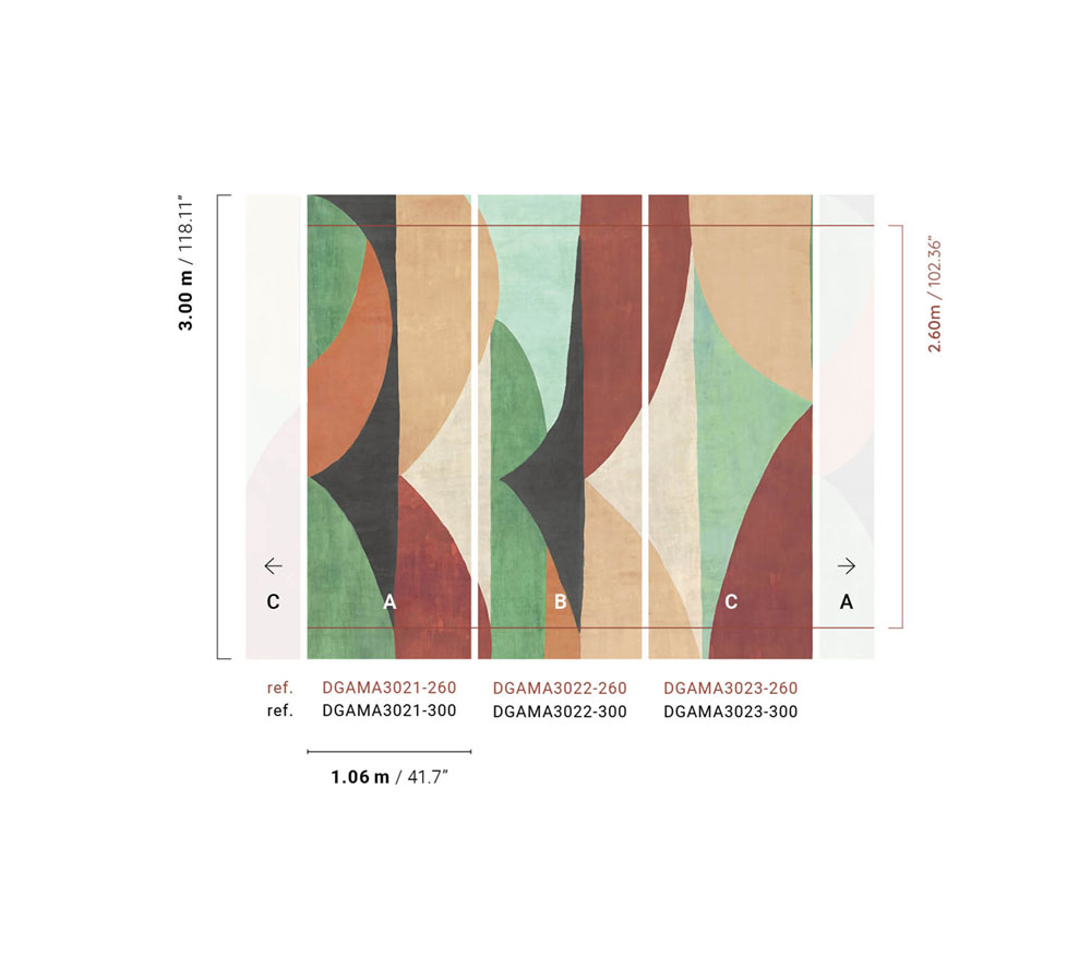 Geometric non-woven wall mural, green-brown, DGAMA3022-260, Amani, Masureel