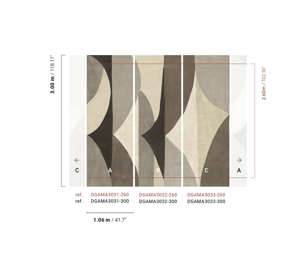 Geometric non-woven wall mural, grey, DGAMA3033-300, Amani, Masureel