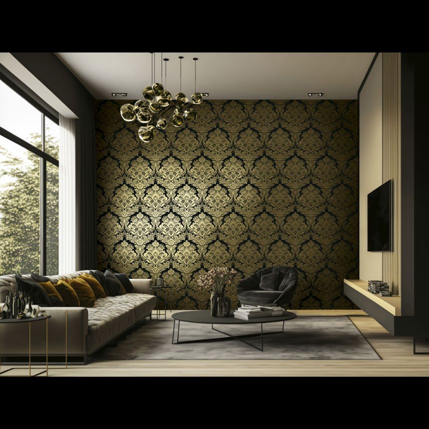 Non-woven wallpaper, black-gold, baroque pattern, 20001, New Tekko, Emiliana Parati