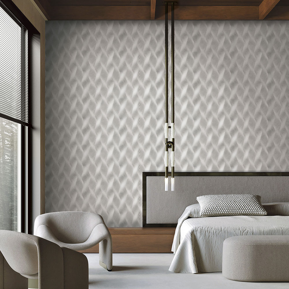Graphic 3D non-woven wallpaper, silver, 20047, New Tekko, Emiliana Parati