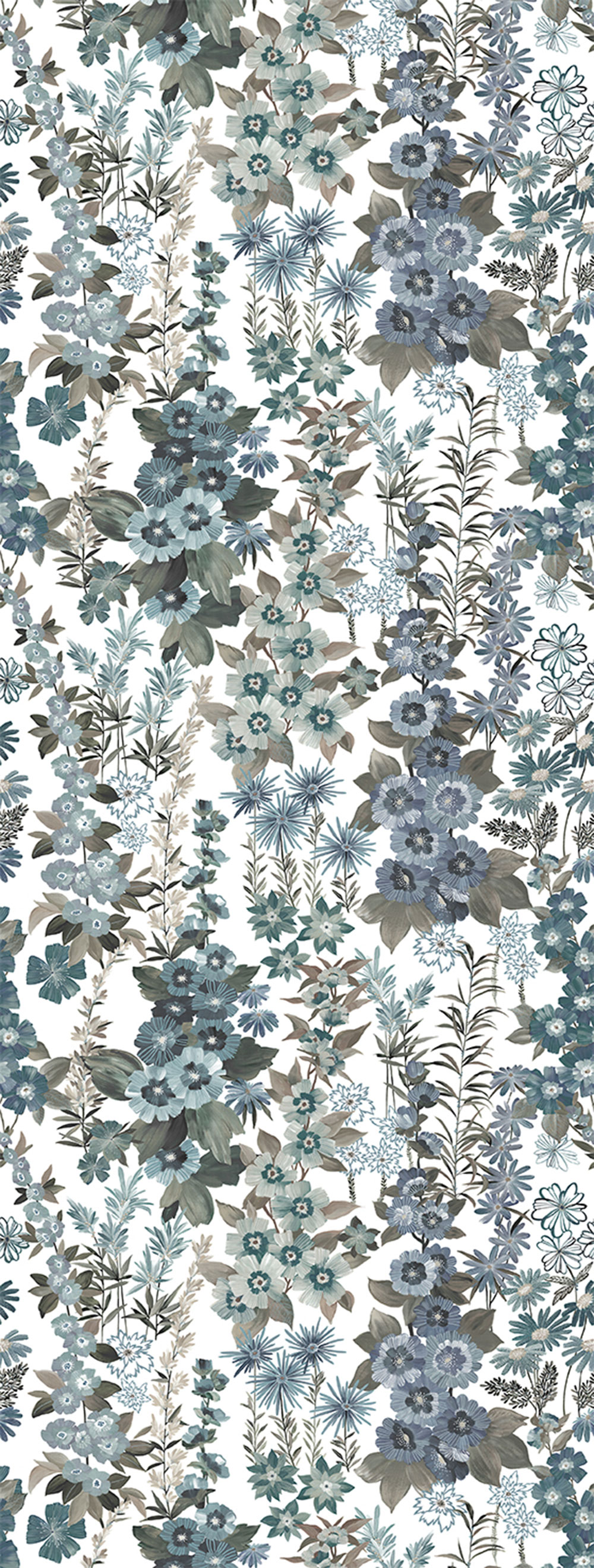 Non-woven wall mural, blue, flowers, FW4025-4, Feature Walls, Decoprint