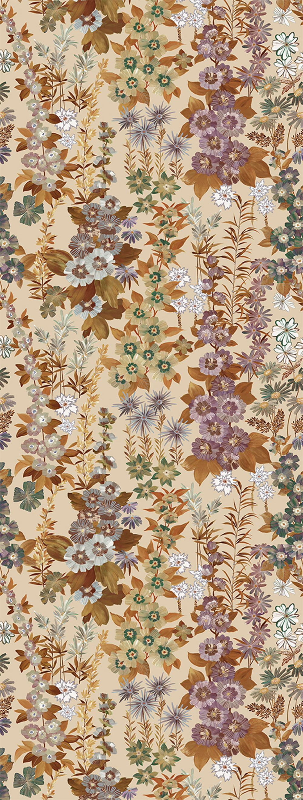 Non-woven wall mural, beige, flowers, FW4025-11, Feature Walls, Decoprint