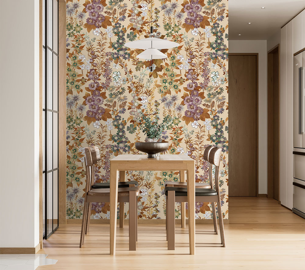 Non-woven wall mural, beige, flowers, FW4025-11, Feature Walls, Decoprint