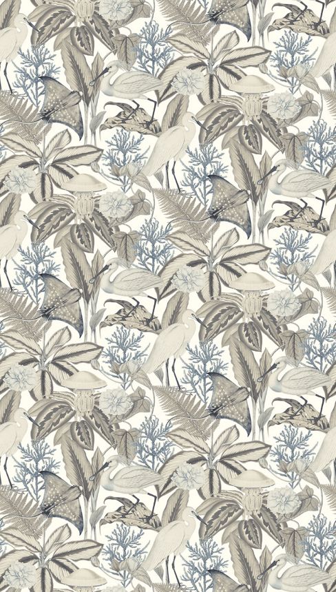 Non-woven wall mural, grey-beige, birds, leaves, FW4061-4, Feature Walls, Decoprint