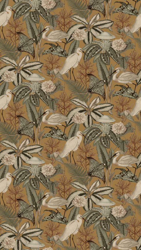 Non-woven wall mural, brown, birds, leaves, FW4061-6, Feature Walls, Decoprint