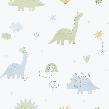 Children's non-woven wallpaper, blue-green, dinosaurs, 283-2, Enzo,  ICH Wallcoverings
