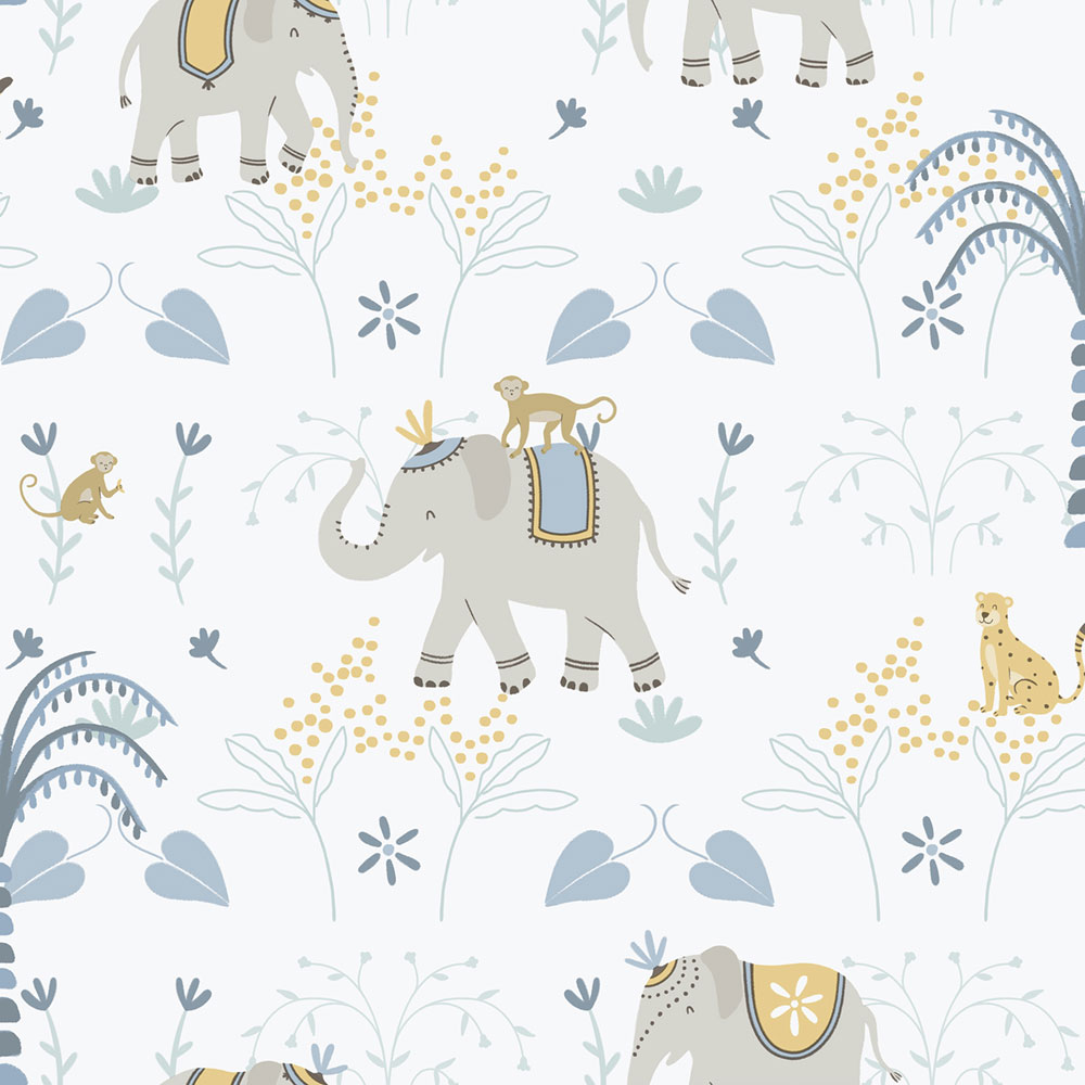Children's non-woven wallpaper, blue, animals, 285-2, Enzo,  ICH Wallcoverings