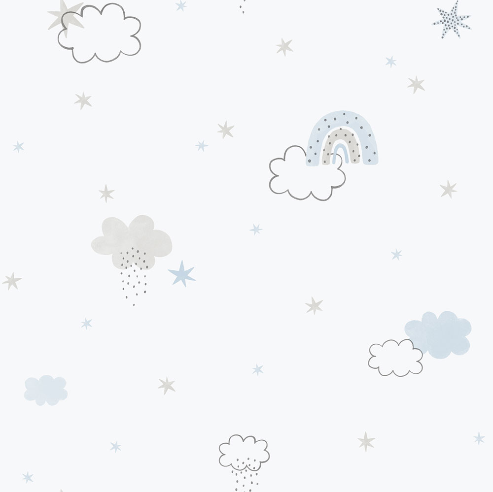 Children's non-woven wallpaper, blue, clouds, 288-2, Enzo,  ICH Wallcoverings