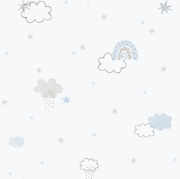 Children's non-woven wallpaper, blue, clouds, 288-2, Enzo,  ICH Wallcoverings