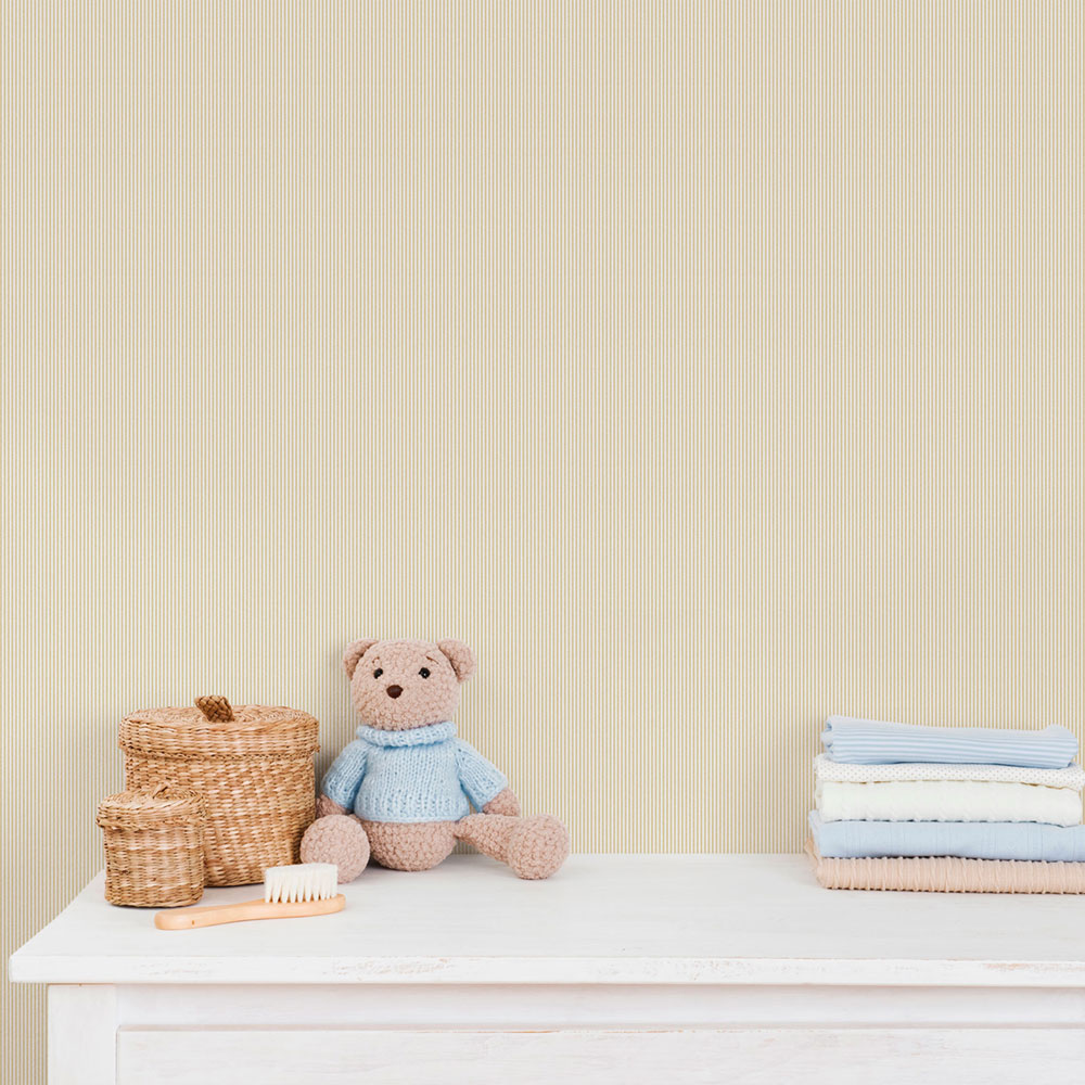Non-woven wallpaper, ochre-white, stripes, 292-5, Enzo,  ICH Wallcoverings