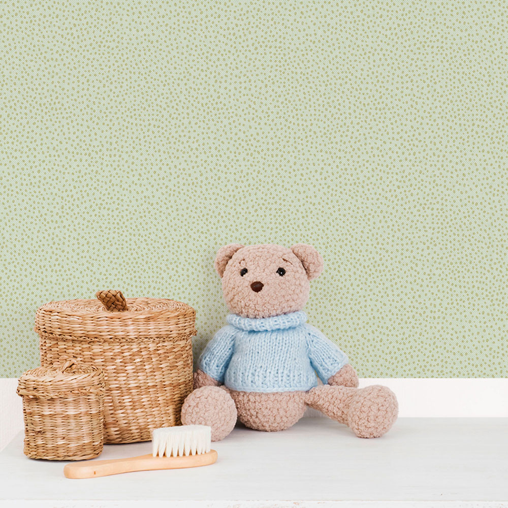 Non-woven wallpaper, green, drops, spots, 294-4, Enzo,  ICH Wallcoverings