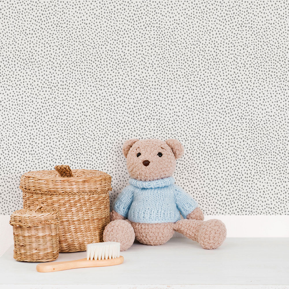 Non-woven wallpaper, white-gray, drops, spots, 294-5, Enzo,  ICH Wallcoverings