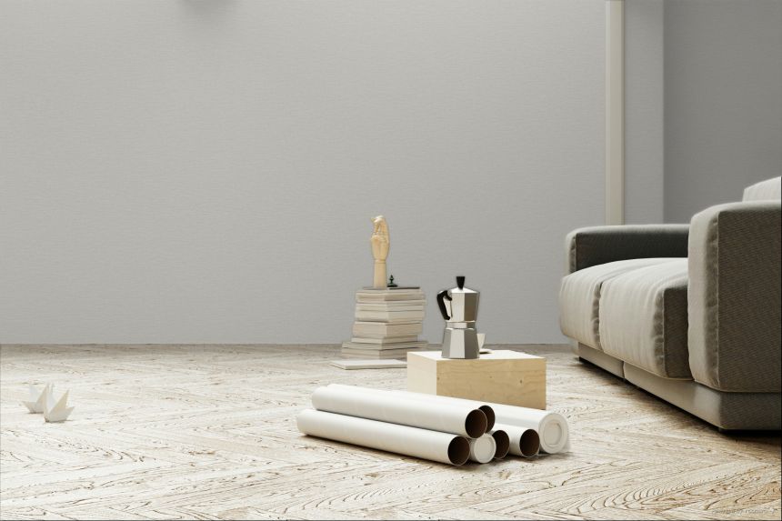 Non-woven wallpaper, grey, fabric imitation, TJ1107, Finest Selection, Vavex
