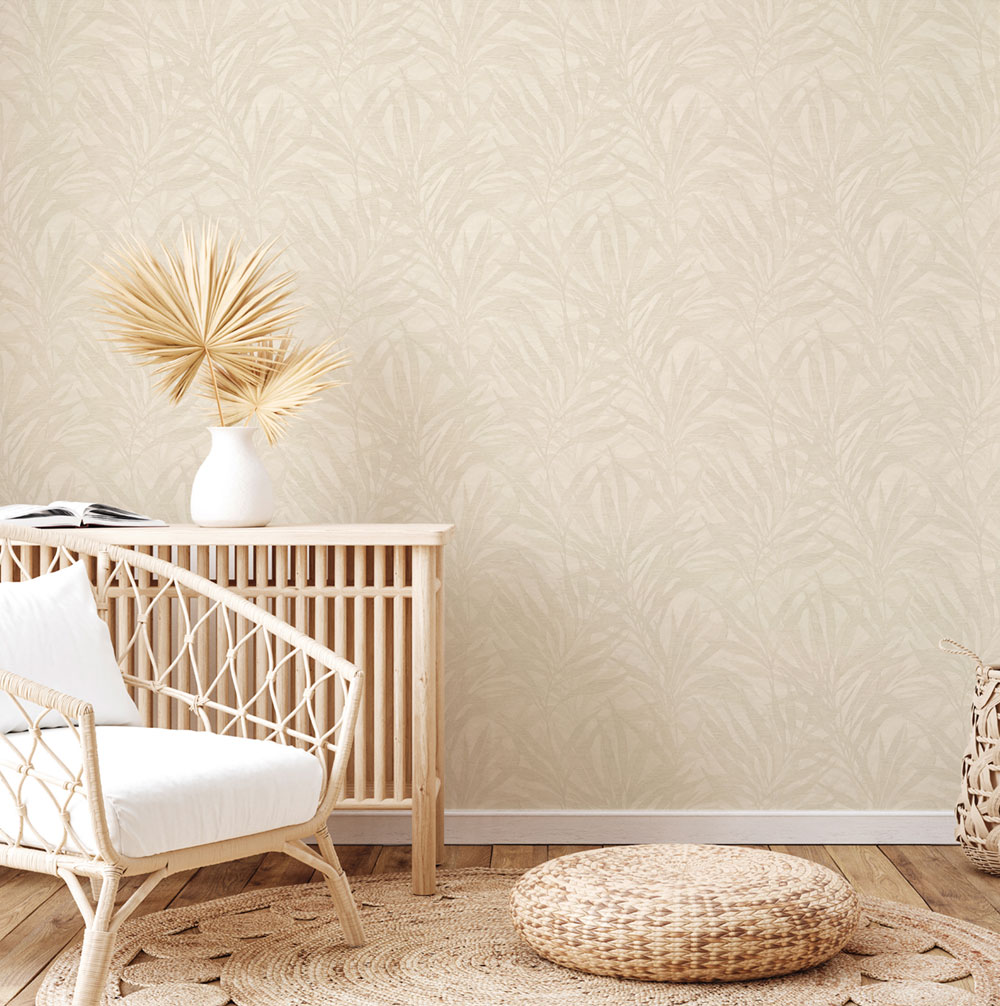Luxury non-woven wallpaper, beige, leaves, Z57739, Architexture 2,  Zambaiti Parati