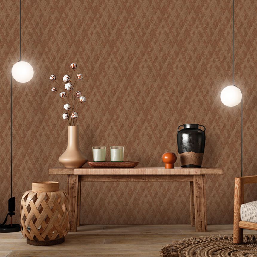 Luxury non-woven wallpaper, brown, fabric imitation, Z57754, Architexture 2,  Zambaiti Parati