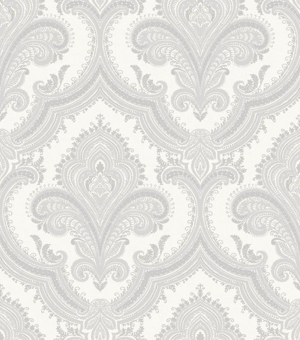 Luxury non-woven baroque wallpaper, white-grey, 519921 Best Sellers Id Design