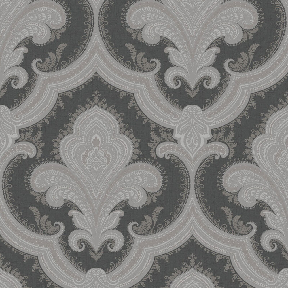 Luxury non-woven baroque wallpaper, black-silver, 519945, Best Sellers, Design ID