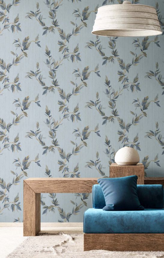 Wallpaper, blue, leaves, 35916, Ornamenta, Parato by Cristiana Masi