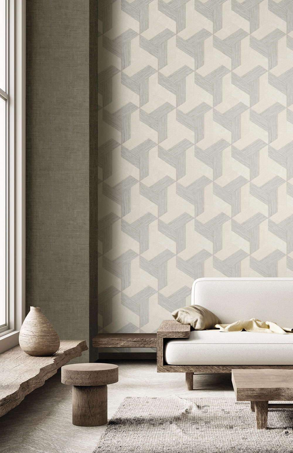 Non-woven wallpaper, geometric, grey, 27506, Sintesi, Cristiana Masi by Parato