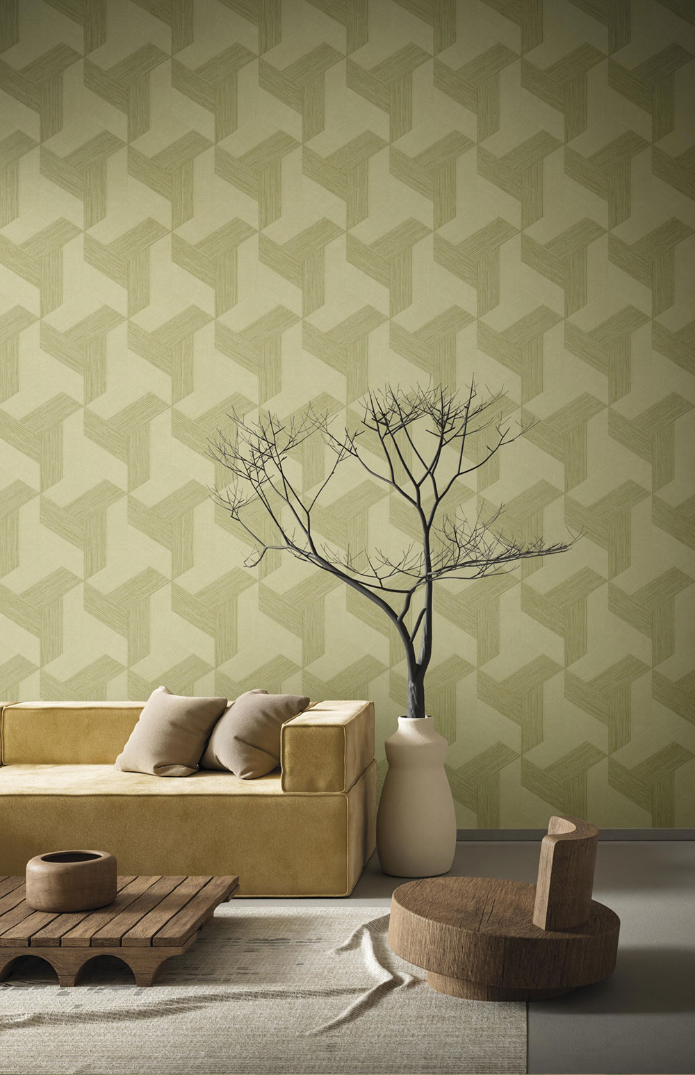 Non-woven wallpaper, geometric, brown, 27509, Sintesi, Cristiana Masi by Parato