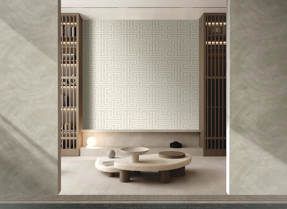 Non-woven wallpaper, geometric, grey-cream, 27516, Sintesi, Cristiana Masi by Parato