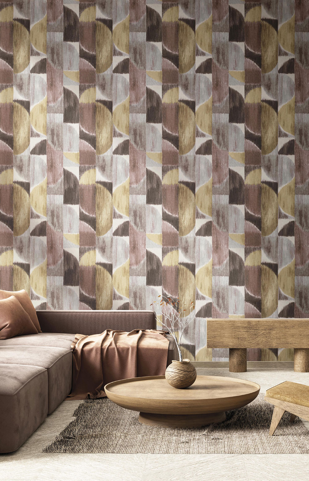 Non-woven wallpaper, graphic, brown-burgundy, 27528, Sintesi, Cristiana Masi by Parato