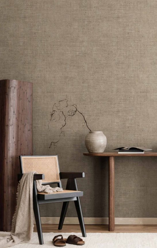 Non-woven wallpaper, fabric imitation, brown, 27589, Sintesi, Cristiana Masi by Parato