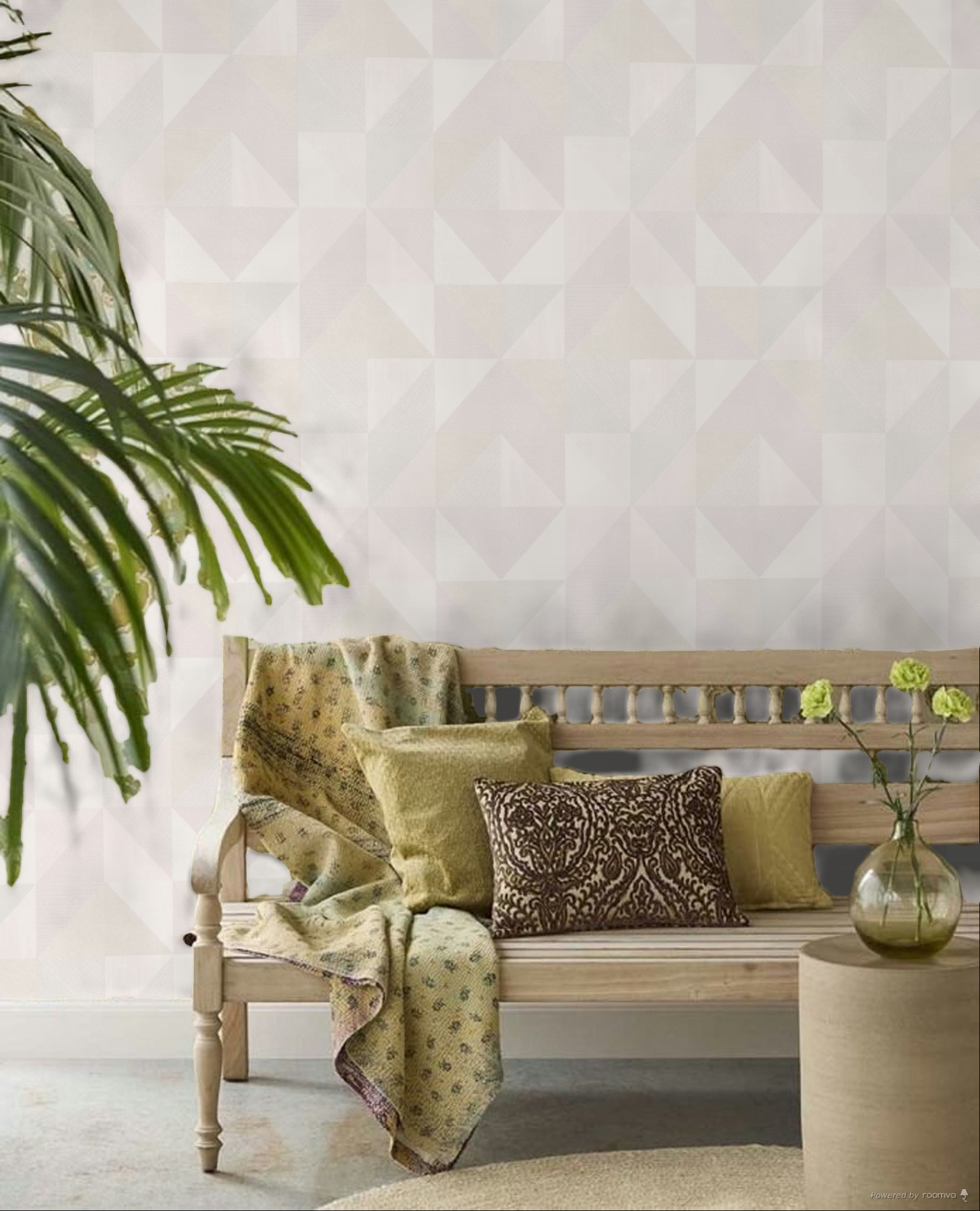 Geometric wallpaper, white-cream, 32410, Vitalis, Parato by Cristiana Masi