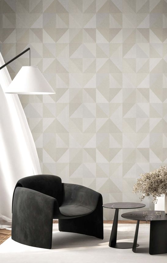 Geometric wallpaper, grey-beige, 32416, Vitalis, Parato by Cristiana Masi
