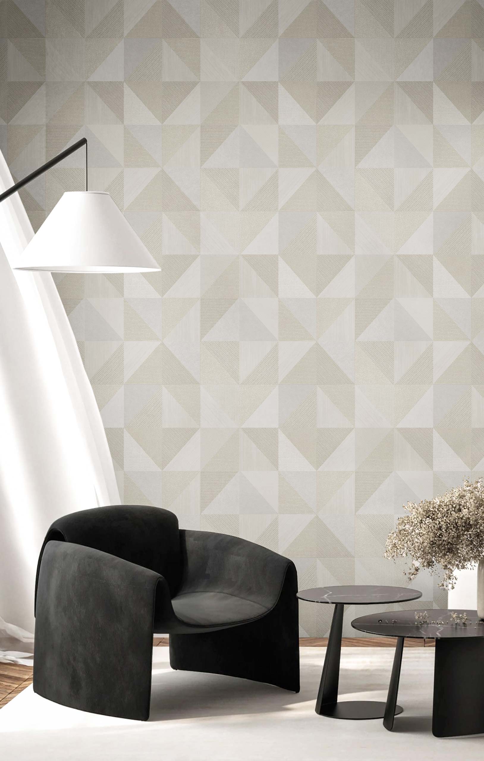 Geometric wallpaper, grey-beige, 32416, Vitalis, Parato by Cristiana Masi