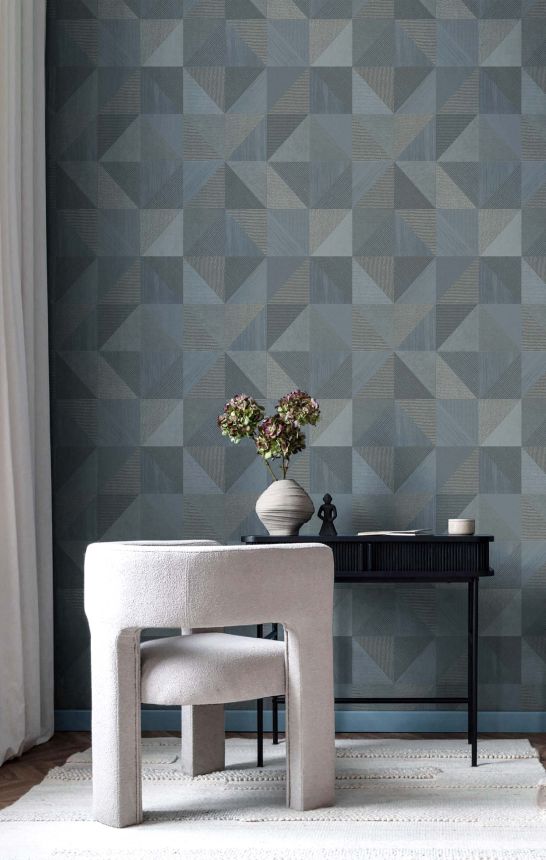 Geometric wallpaper, blue-brown, 32417, Vitalis, Parato by Cristiana Masi